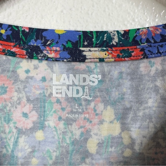 Lands’ End Floral 100% Cotton Short Sleeve Tee Size Large - Picture 3 of 5